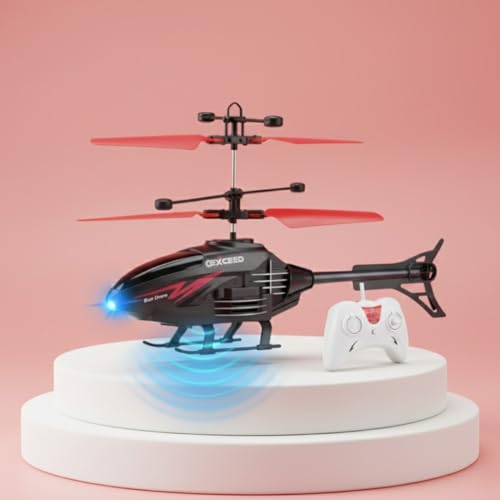 Image of RC Helicopter with Hand Gravity Sensor for Kids Flying Remote Control Toy, Chargeable LED Light & Smart Safety Sensor, Indoor Outdoor Play, for Boys & Girls - Pack of 1 (