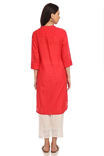 Image of BIBA Womens Mandarin Collar Printed Kurta