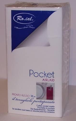 Pack of 100 Premium Quality Linen Feel Airlaid White Pocket Napkins - 40x40cm