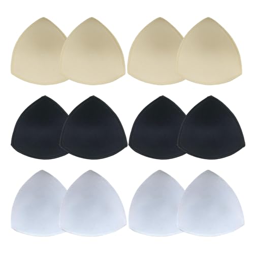 JINXIAN 6 Pares Almohadillas Sujetador Las Mujeres Triangulares 13x13 cm Sujetador Deportivo Extraíble Transpirables y Suaves Relleno Sujetador para Traje de Baño Ropa Interior
