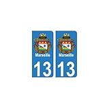 13 Marseille ville autocollant plaque - Angles : arrondis
