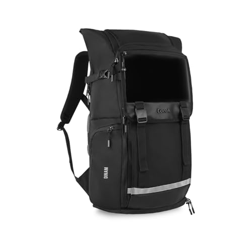 torch Travel Laptop Backpack 35L – TSA Friendly Flight Approved Bag for Men & Women, Carry-On Expandable Hiking Backpack with Rain Cover, Shoe Compartment – Fits 15-Inch Laptop – Dinam(Black)