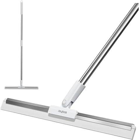 CTIME Rubber Squeegee for Floor with 180° Rotating Head, 50'' Long Handle Floor Squeegee Broom,Squeegee Broom, Squeegee for Window Cleaning, Bathroom Tile, Garage Concrete, Deck, Shower Glass Cover