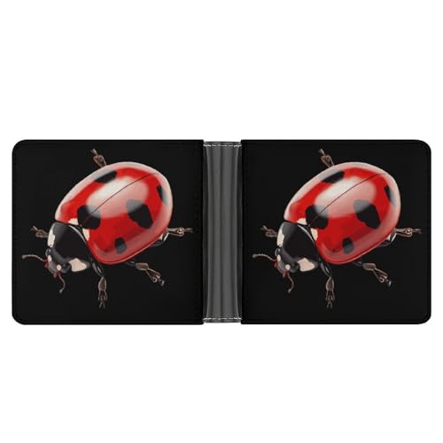 Red Ladybug Funny Billfold Wallet Credit Card Holder Slim Passcase Pouch Purse for Men Women