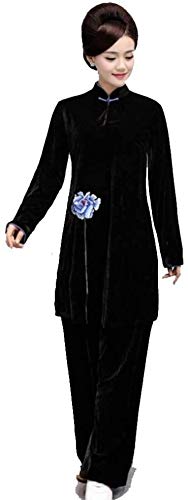 ZHANGNA Tai Chi Uniform Set Kung Fu Clothing Tang Suit, Tai Chi Clothing Ladies Thorn Gold Velvet Competition Clothing Long Slim Waist Long Section (Size : XL)