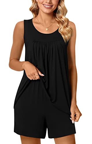 Image of POPYOUNG Pajama Set for Women Summer 2 Piece Lounge Shorts Sets Sleepwear