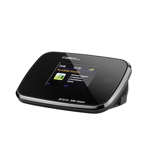 Albrecht DR52CA, 27254, Adapter zum Aufrüsten von HiFi-Anlagen und UKW-Radios zum digitalen DAB+ Empfang, mit Farbdisplay und Antenne, Farbe: Schwarz