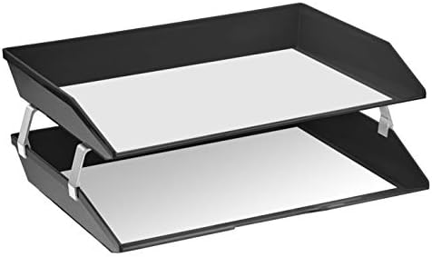 Acrimet Facility 2 Tier Letter Tray A4 Side Load Plastic Desktop File Organizer (Black Color)