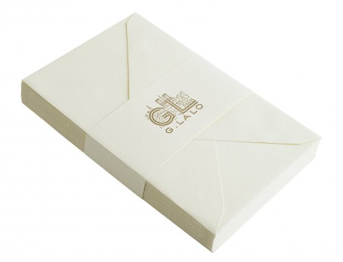 Lalo 24416L - una confezione avvolta in pellicola da 25 buste rivestite gommate 9x14 cm in carta vergata di Francia , Avorio