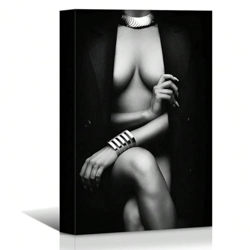 Peinture murale noire sexy de femme 21x30cm pour décoration salon