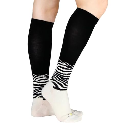 ja vie JAVIE Zebra Merino Wool Compression Socks for Men & Women (15-20mmHg), Knee-High Stockings Seamless Toe for Running4