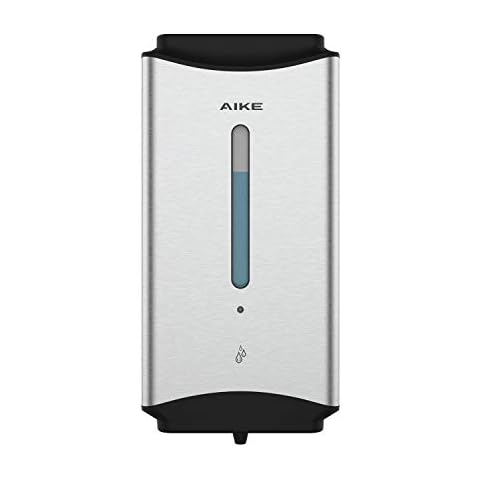 AIKE Automatic Soap Dispenser Commercial Wall Mounted Liquid Dispenser Brushed Stainless Steel Finish 1100ml Large Capacity Cover