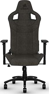 Corsair T3 Rush - Polyester Fabric Gaming Chair (Breathable Soft Fabric Exterior, Padded Neck Cushion, Memory Foam Lumbar Support, 4D Armrests, 180 Degree Recliner, Easy Assembly) Black