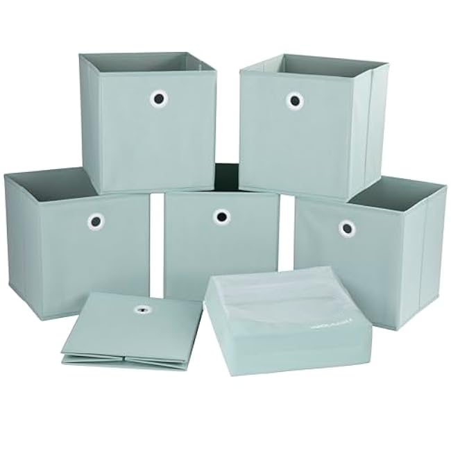 Storage Cube Organizer 10.5 x 10.5 x11 Inch Storage Bins Non-woven Fabric Pack of 6 (Mint Charm Pure Mint Bag)