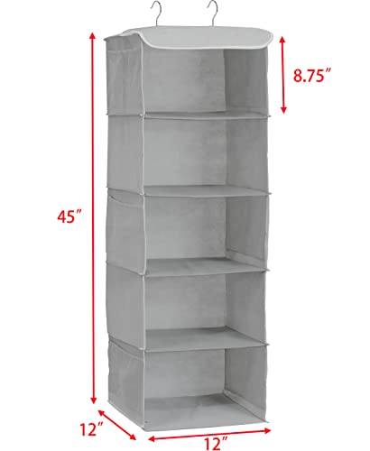 Simple Houseware 5 Shelves Hanging Closet Organizer, Gray #TOP2