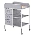 VEVOR Baby Changing Table, Adjustable Height Diaper Change Station with 3 Fabric Drawers & Lockable Wheels, Portable Multifunctional Changing Station Table with Storage Organizer Nursery, Gray