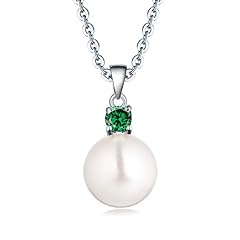10mm,white pearl-emerald birthstone