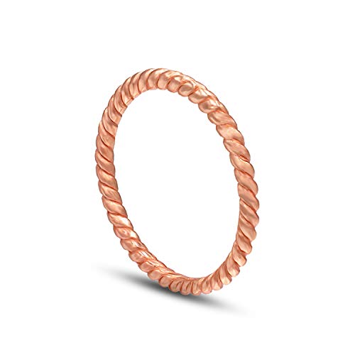 STONIQUE CREATIONS 925 Sterling Silver Ring 2mm, Celtic Knot Rope Infinity Wedding Band Ring (Rose Gold Flashed, 5)