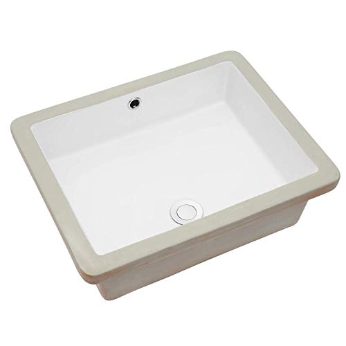 Lordear Undermount Bathroom Sink 20x16 Inch Undermount Rectangle White Porcelain Ceramic Bathroom...