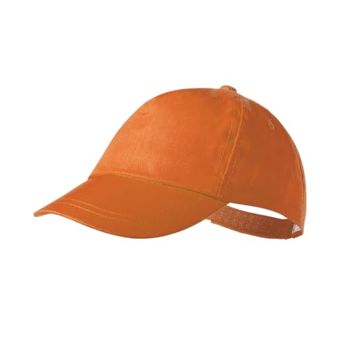 makio Gorra Beisbol para niño y niña, 5 Paneles de Vivos Colores. 100% algodón, con Orificios de ventilación y Cierre Ajustable. Gorra Infantil, niñas y niños Entre 4 y 13 años (Algodón, Naranja)