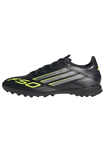 Adidas Unisex F50 League Turf Football Boots, Core Black/Iron Metallic/Lucid Lemon, 46 EU