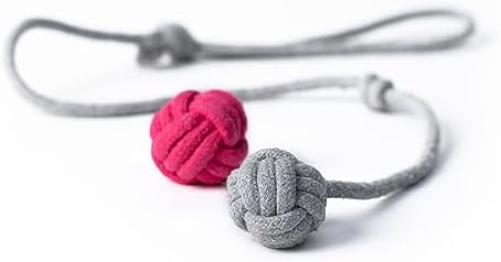 LucyBalu® Throwing Toy for Cats, Cat Balls as Natural Interactive Cat Toy, Cat Ball for Throwing, Play Balls for Cats, Made of Cotton, Cat Toys, Set of 2, Pink/Grey