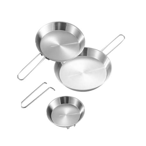 3 piezas de acero inoxidable portátil Pantic Pantic Sartén antiadherente con mango extraíble para utensilios de cocina prácticos