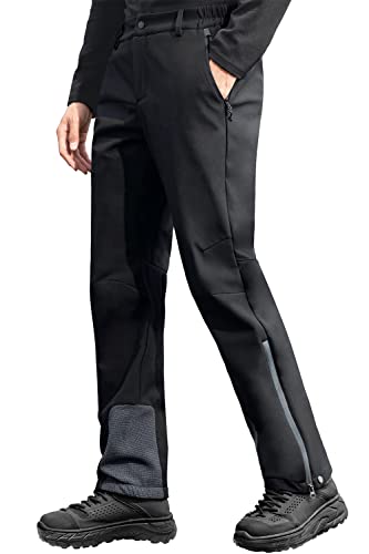 AOLI RAY Pantalones de esquí para hombre impermeables de forro polar con piernas largas y bolsillos múltiples, Negro , L Cover