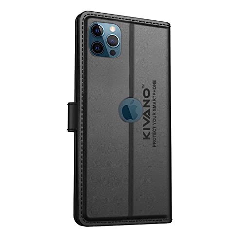 Image of KIVANO Compatible with Apple iPhone 12 Pro Max Flip Cover | Leather Finish | Inside Pockets & Inbuilt Stand | Shockproof Wallet Style Magnetic Closure Back Cover Case