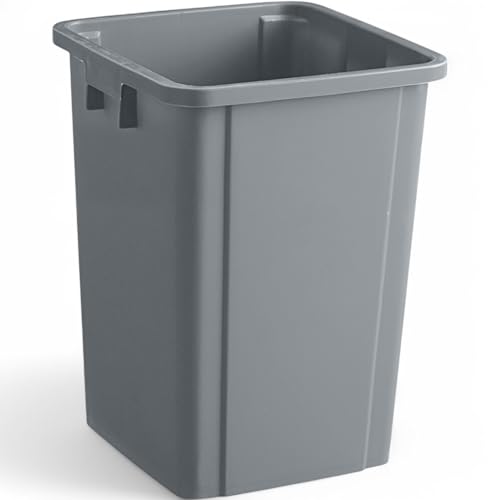 Image of 19 Gallon Gray Square Trash Can, Plastic, Commercial Use
