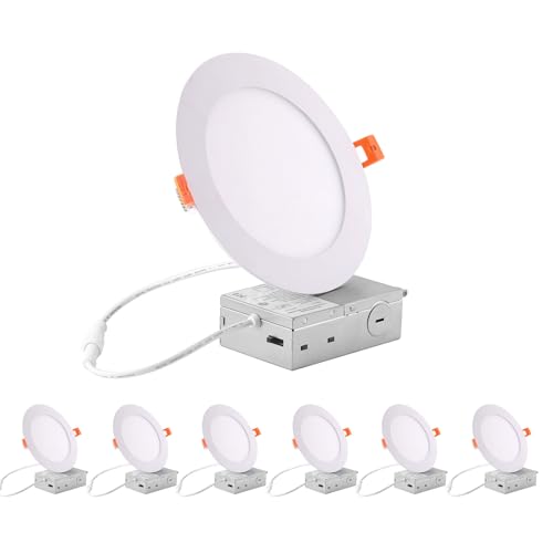 Image of ZYC recessed Lighting 6 inch - 12W 1100LM High Brightness,5CCT 2700K /3000K /3500K /4000K /5000K Selectable,Ultra-Thin LED Recessed Ceiling Light,Dimmable Canless Wafer Downlight,Pack of 6 White.