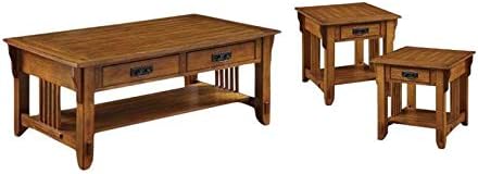 Home Square 3 Piece Coffee Table Set with (Set of 2) End Table and Coffee Table in Oak