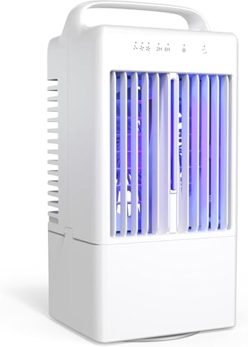 Portable Air Conditioners 900ml Cooling Fan Evaporative Air Cooler Small Portable AC with 3 Speeds 2 Mist 7 Colors LED Light & 2/4H Timer Personal Mini Air Conditioner for Room