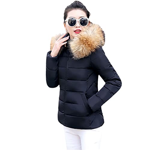 Veste d'hiver blanche pour femme avec capuche en fourrure épaisse