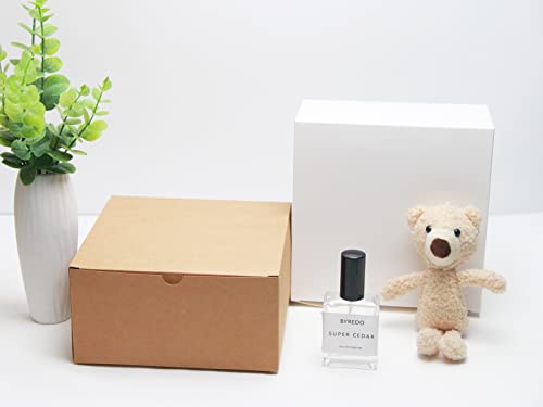 Pqzkldp 10 Packs 8X8X4 Inches Small Fold Box Easy Assemble Paper Gift Box Decorative Party Favor Kraft Box With Lid For Birthday, Wedding, Anniversary Party , With Stickers ,66 Ft Twine (8*8*4 Inch, Mixed Color) #TOP5