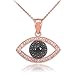 ROSE GOLD EVIL EYE PENDANT NECKLACE WITH CLEAR AND BLACK DIAMONDS - Gold Purity:: 14K, Pendant/Necklace Option: Pendant With 20" Chain