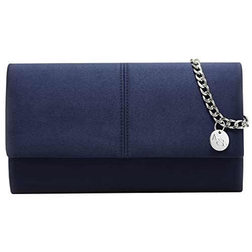 Navy Clutch Purse for Women Evening Handbags Formal Clutch Party Purse Large Envelope Faux Suede Clutch