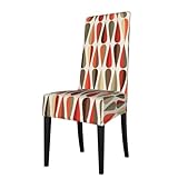  Housses de Chaise de Style années 60 et 70, Design géométrique Rond avec Couleurs Chaudes, imprimé, Housse de Protection pour Chaise de Salle à Manger