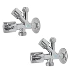 Valvola Rubinetto di Arresto Sottolavabo con doppio Attacco 1/2-3/4-3/8 Multipack (2, Cromo Lucido)