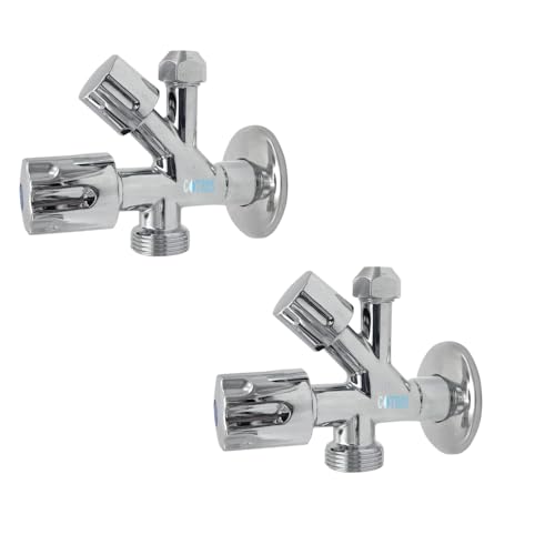 Llave de parada bajo lavabo con doble casquillo cromado de alta resistencia Multipack x2 2
