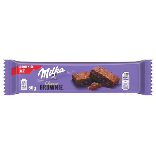 Milka Choco Brownie, Bizcocho Chocolate con Leche y Trozos, 50g