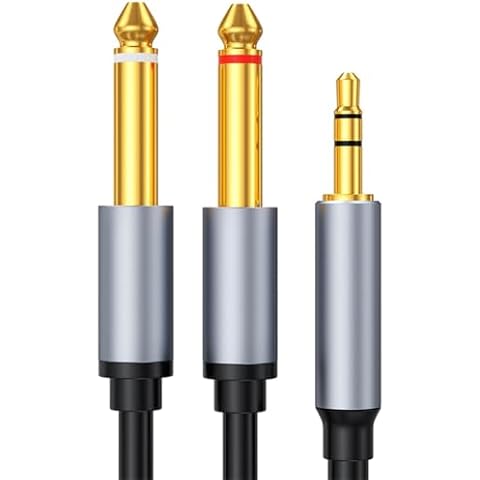 3.3Ft/1M 3.5mm TRS to Dual 6.35mm TS Cable, Mono Stereo Y Splitter Cables, Male to Male Plug Audio Cable, 1/8" to 1/4" Audio Cord Adapter for Phone,Laptop,Multimedia Speakers,Mixer,Home Stereo Systems Cover