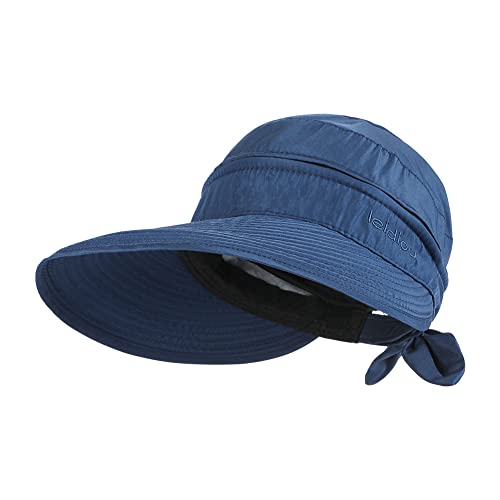 ITODA Femme Casquette Grande Visière Anti-Soleil Chapeau de Soleil Pliable UPF 50+ Casquette Haut Vide Queue de Cheval Pare-Soleil Capeline d'été Large Bord Chapeau de Plage Voyage, 56-58cm – vue 5