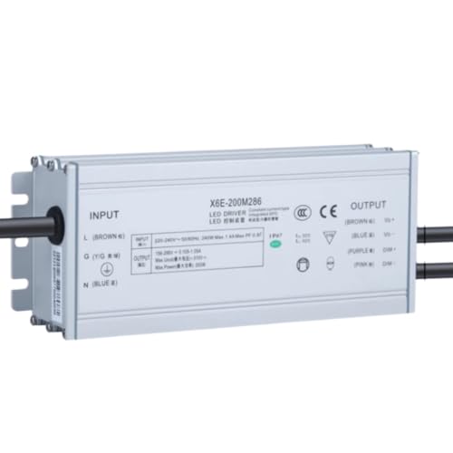 Controlador LED X6E-200M286 regulable de 200W para optimizar la corriente y el tiempo