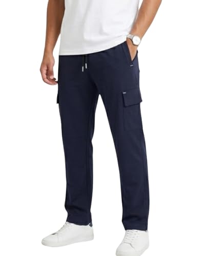 Image of Pravarsha Men's Cotton Cargo Jogger Pants, Relaxed Fit, Drawstring Waist, Deep Pockets, for Gym, Sports & Casual Wear