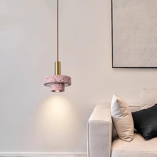 Suspension LED 5W terrazzo rose moderne avec cordon réglable
