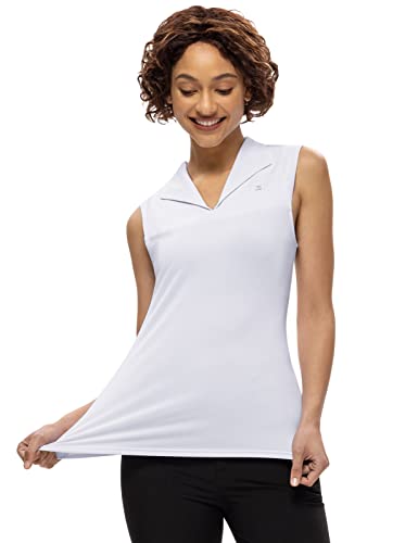 Sleeveless Golf Shirts For Women Dri Fit Uv Sun Protection Lightweight Athletic Tennis Shirts M White #TOP1