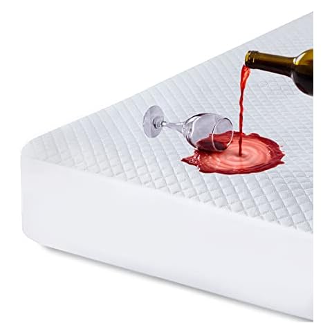 COMFLIVE Premium Waterproof Mattress Protector Queen Size, Bamboo Cooling Mattress Cover with 3D Air Fabric, Breathable Fitted Bed Cover Up to 18” Deep Pocket, Noiseless & Machine Washable (Queen) Cover