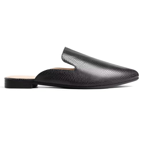 Image of MUSSHOE Women's Pointed Toe Mule Flats: Comfortable Lightweight Slip On Backless Loafers with Memory Foam for Office Work & Dressy Casual Wear