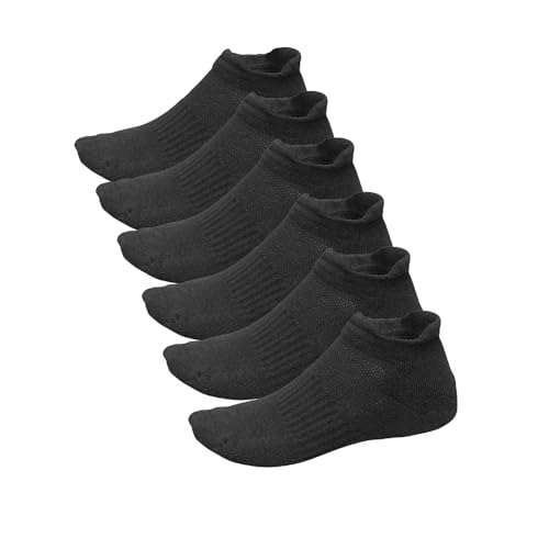 Men's & Women's Low Cut Socks, Cushioned Sports Sock, Double Tab, 6 Pairs - Ideal for Running, Gym & Casual Everyday Wear